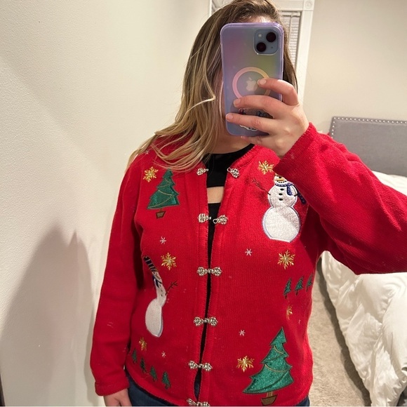 Vintage Krystal-Kobe red ugly christmas sweater size medium - Picture 8 of 12
